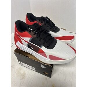 Puma Men's Fusion Nitro Team Basketball Shoes 9 White High Risk Red.  A242